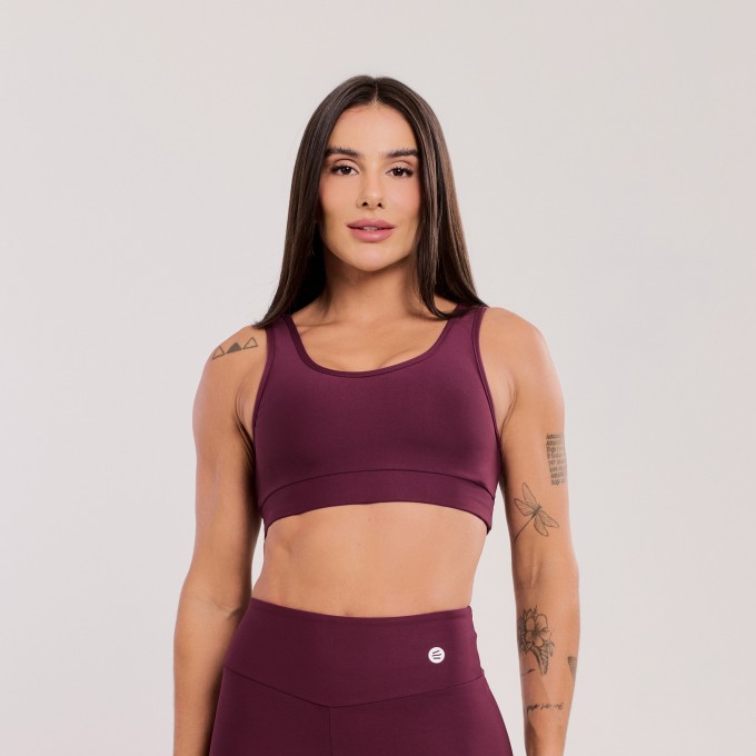 Top Básico com Alças Largas Vinho Rubi