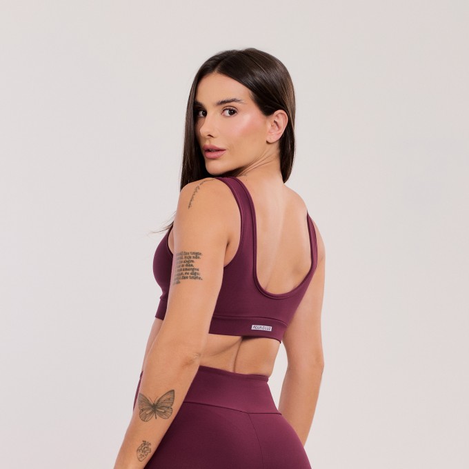 Top Básico com Alças Largas Vinho Rubi