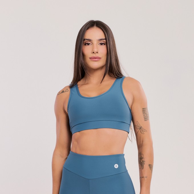 Top Básico com Alças Largas Azul Safira