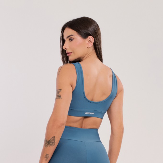 Top Básico com Alças Largas Azul Safira