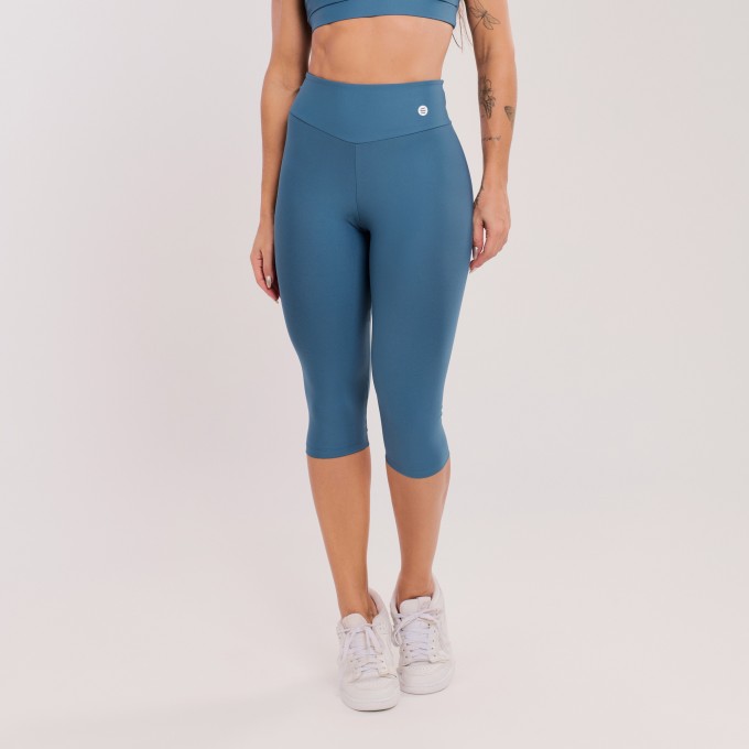 Calça Legging Corsário Básica Azul Safira