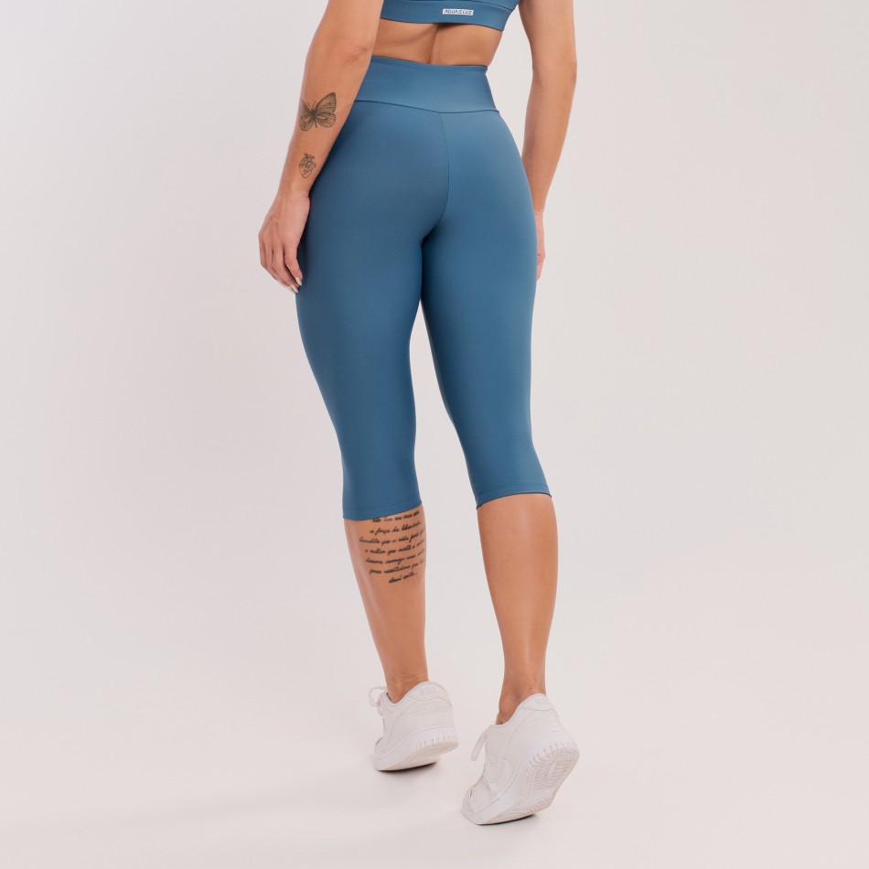 Calça Legging Corsário Básica Azul Safira
