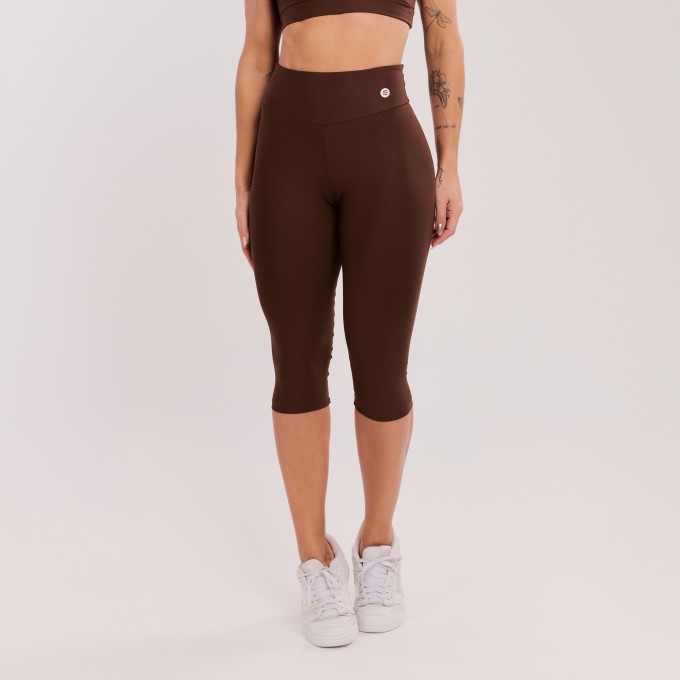 Calça Legging Corsário Básica Marrom Escuro