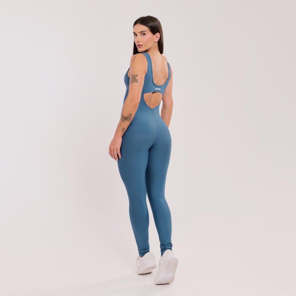 Macacão Básico com Alças Largas Azul Safira