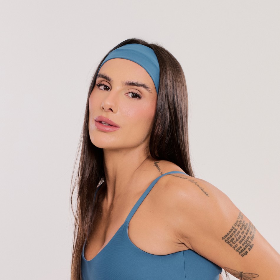 Faixa de Cabelo Esportiva Azul Safira