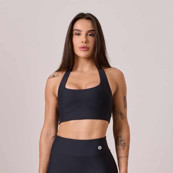 Top Decote Reto Preto