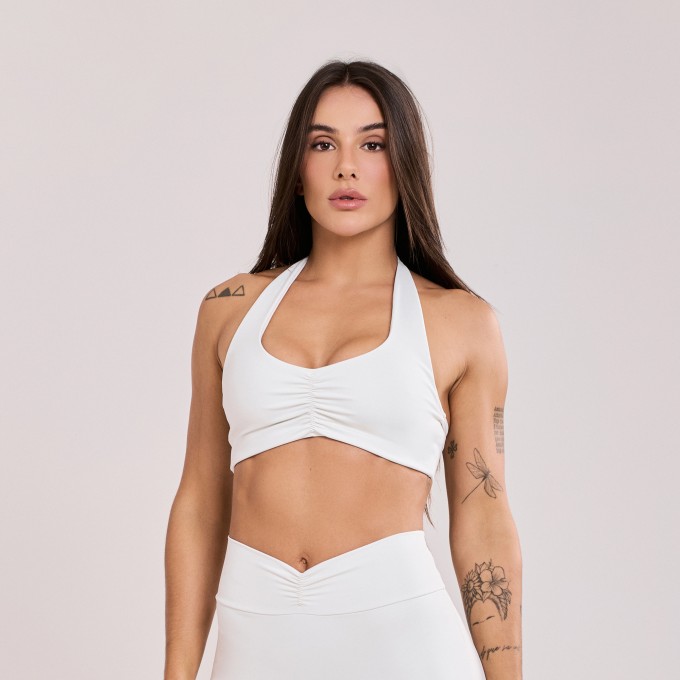 Top Frente única Drapeado Off White