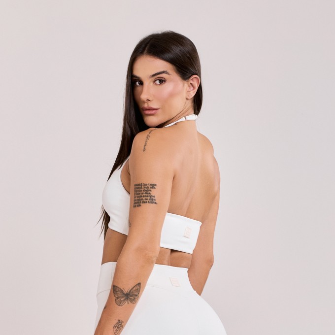 Top Frente única Drapeado Off White
