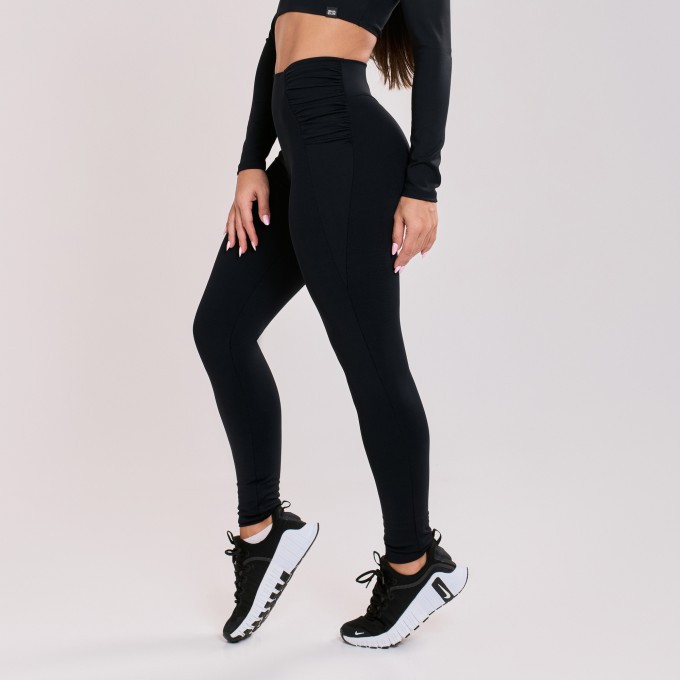 Calça Legging Drapeada Preta