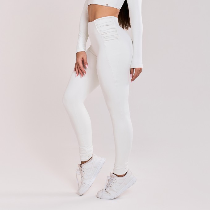 Calça Legging Drapeada Off White