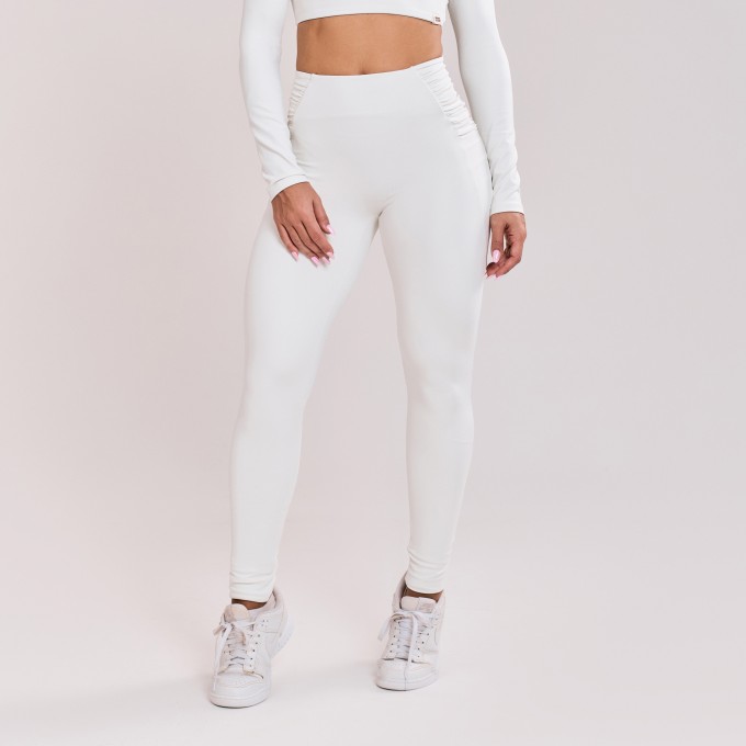 Calça Legging Drapeada Off White