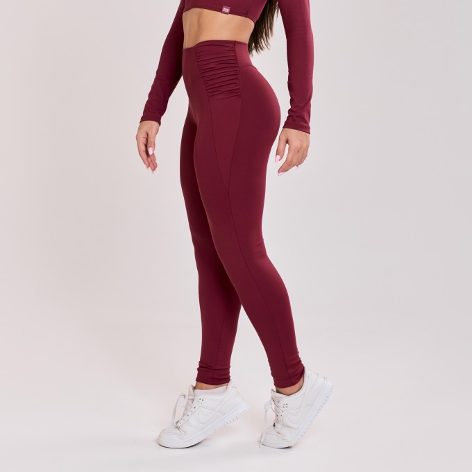 Calça Legging Drapeada Vinho Bordô