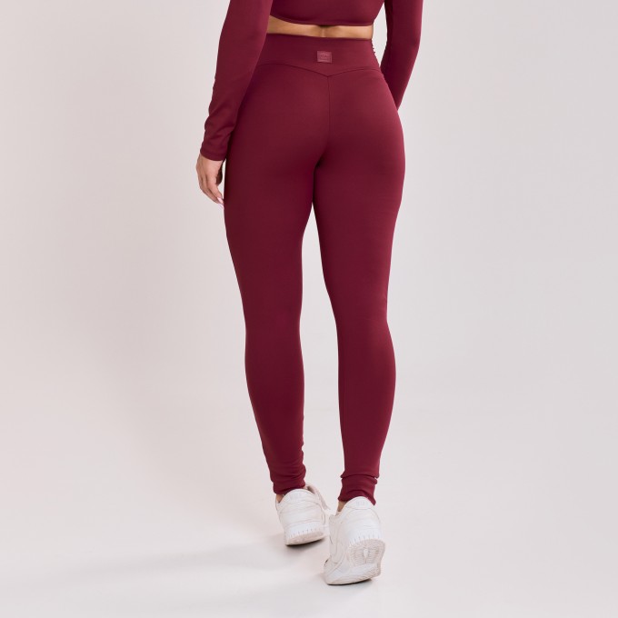 Calça Legging Drapeada Vinho Bordô