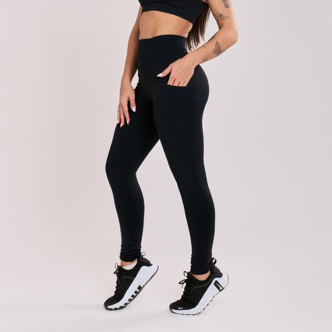 Calça Legging sem costura com Bolso Preta