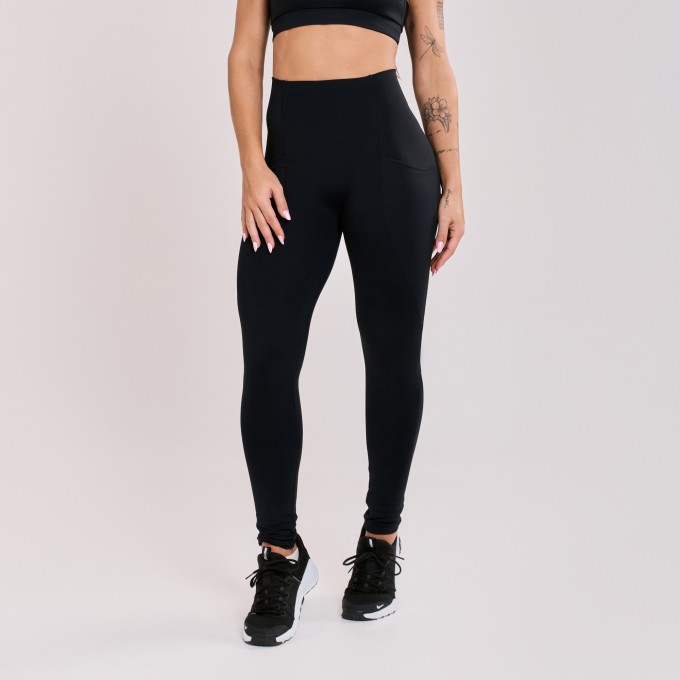 Calça Legging sem costura com Bolso Preta