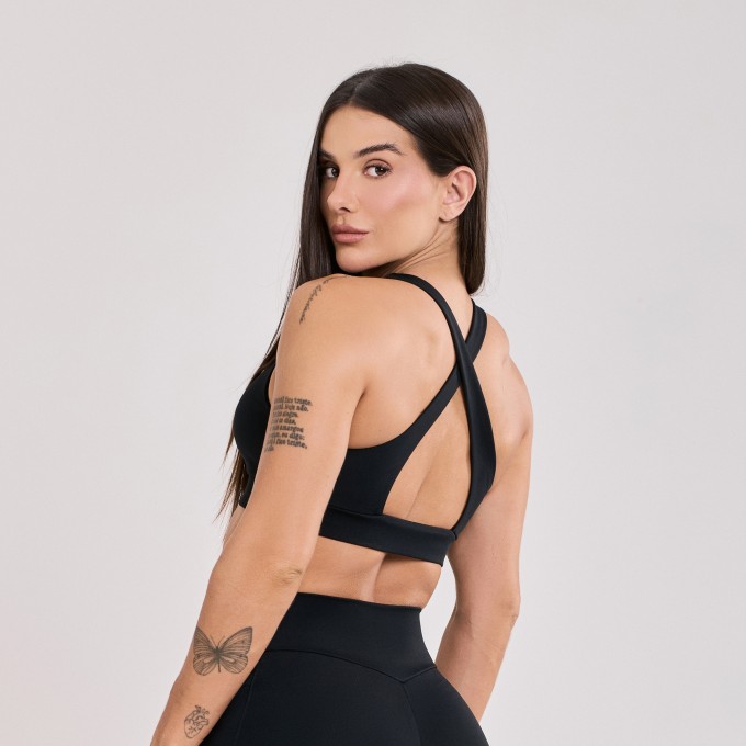 Top Sustentação Alças Cruzadas Preto