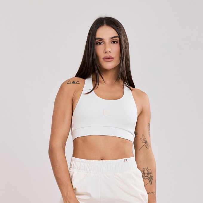 Top Sustentação Alças Cruzadas Off White