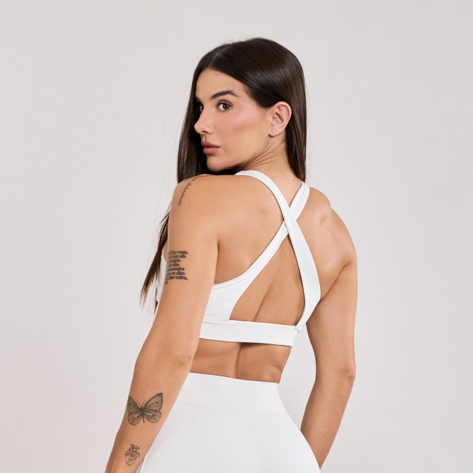 Top Sustentação Alças Cruzadas Off White
