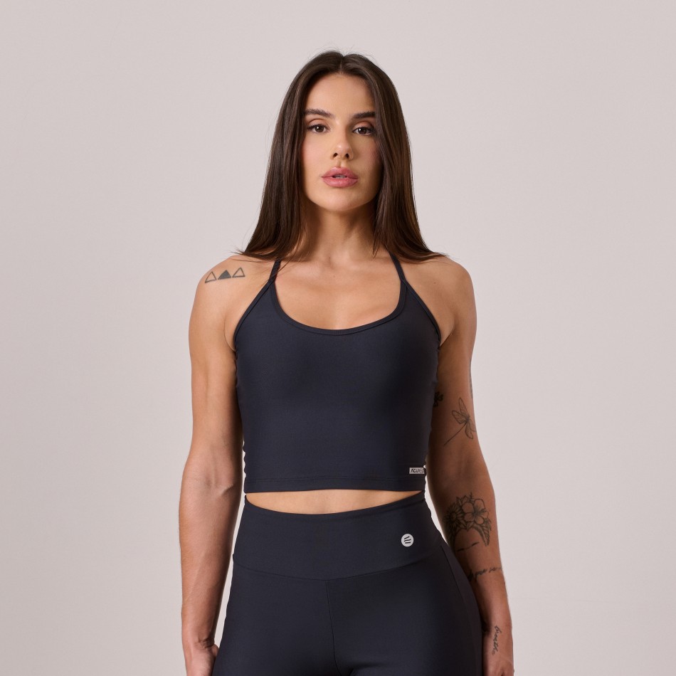 Cropped Alça Fina Preto