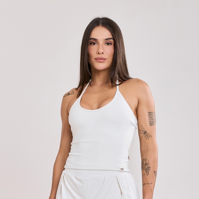 Cropped Alça Fina Frente Única Off White