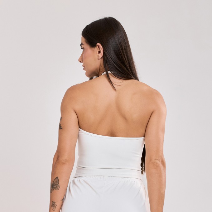 Cropped Alça Fina Frente Única Off White