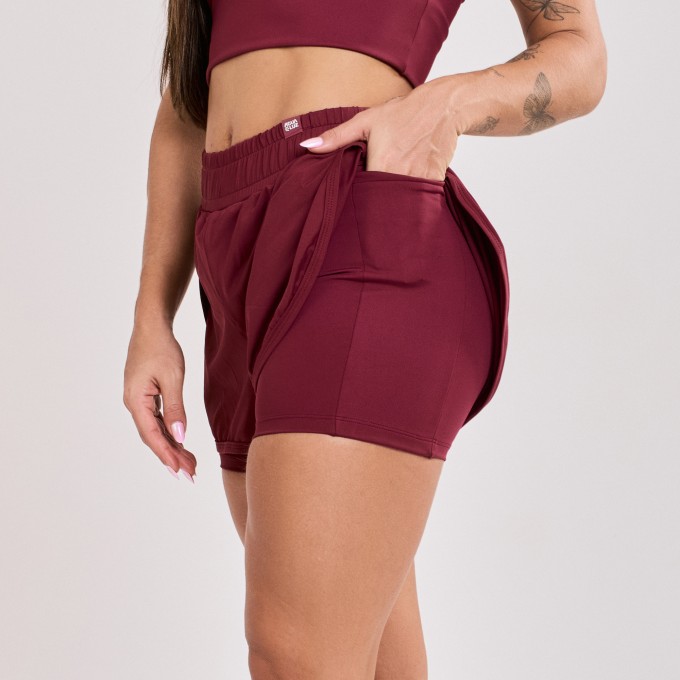 Short Soltinho duplo com Bolsos Internos Vinho Bordô