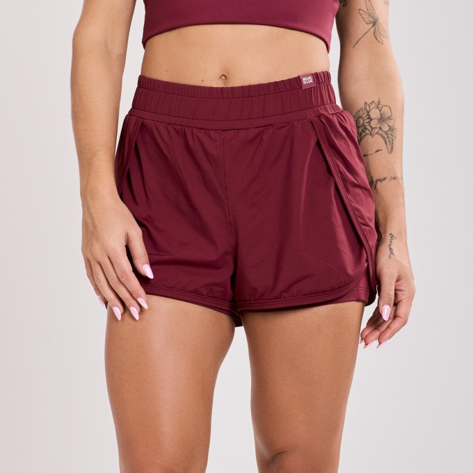 Short Soltinho duplo com Bolsos Internos Vinho Bordô