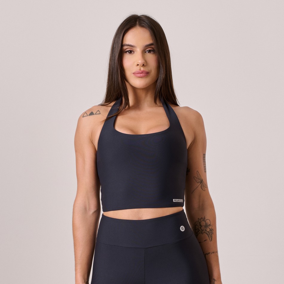 Cropped Decote Reto Preto
