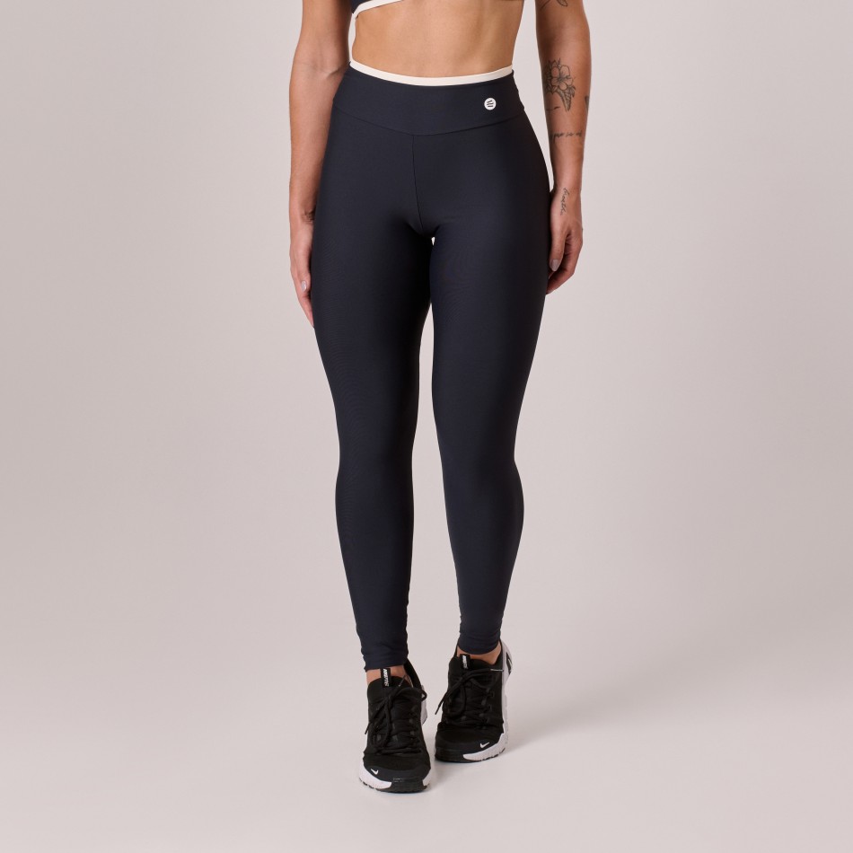 Calça legging Preta com Borda Off White