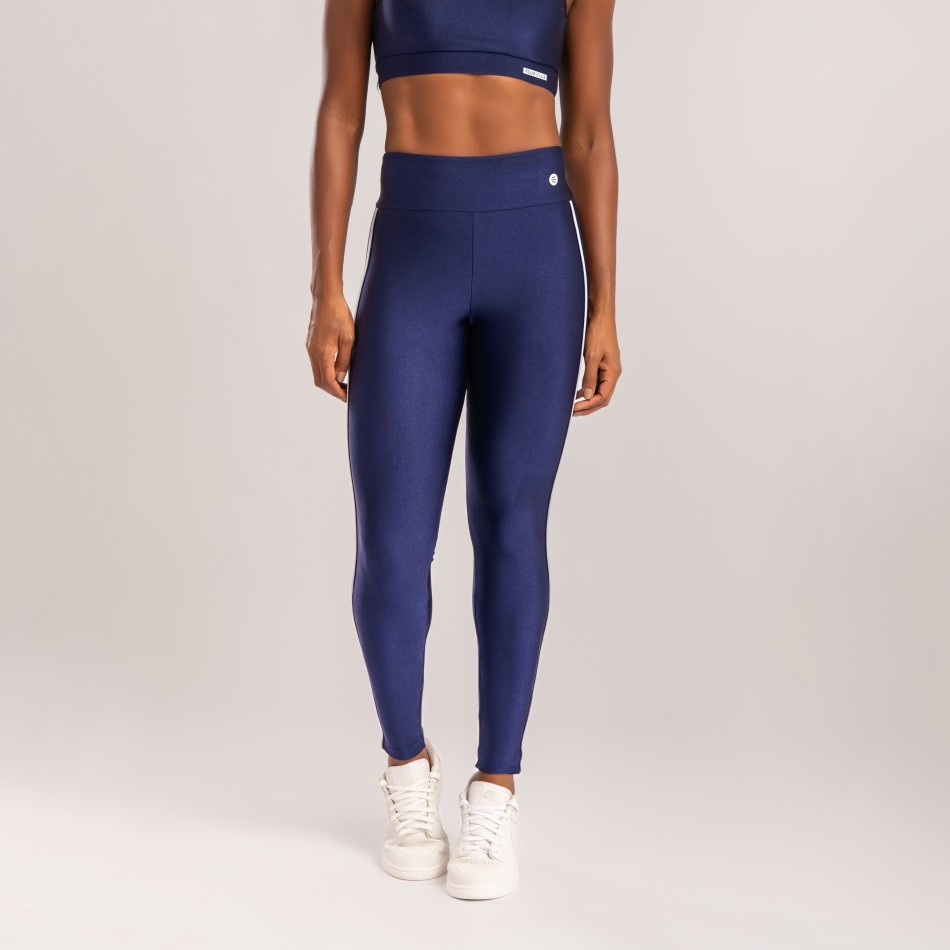 Calça Legging Azul Marinho com Detalhe de Elástico