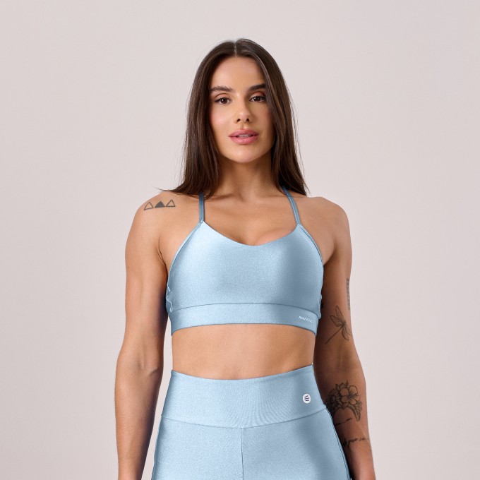 Top Alça Cruzada Azul Céu