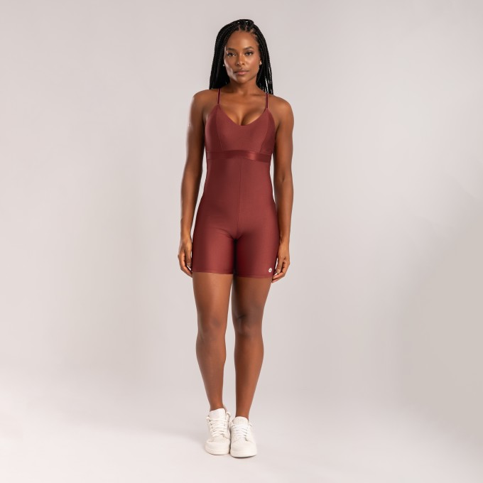 Macaquinho com Detalhe em Elástico Marsala