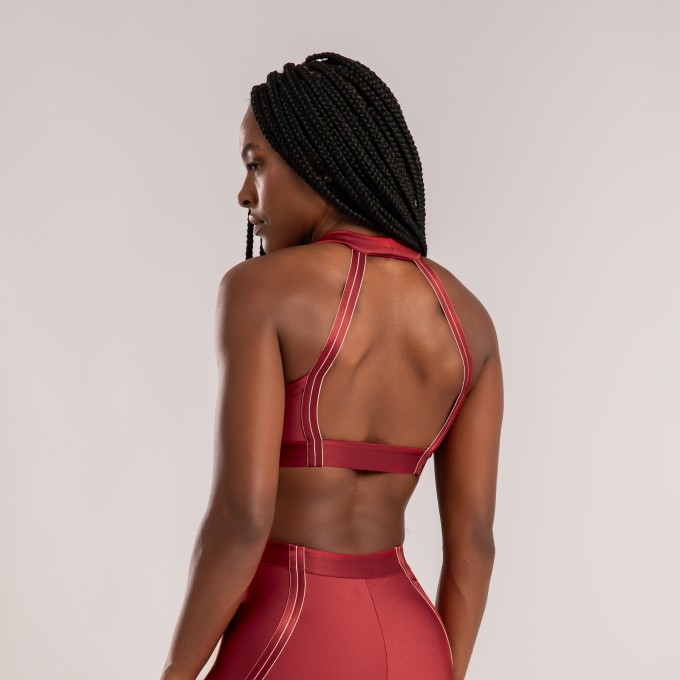 Top Franzido com Detalhe em Elástico Vermelho Desejo