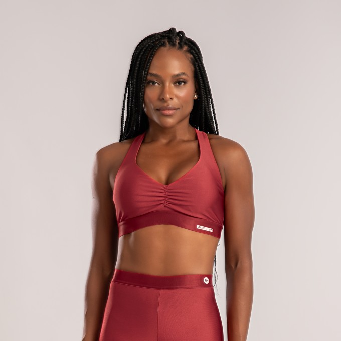 Top Franzido com Detalhe em Elástico Vermelho Desejo