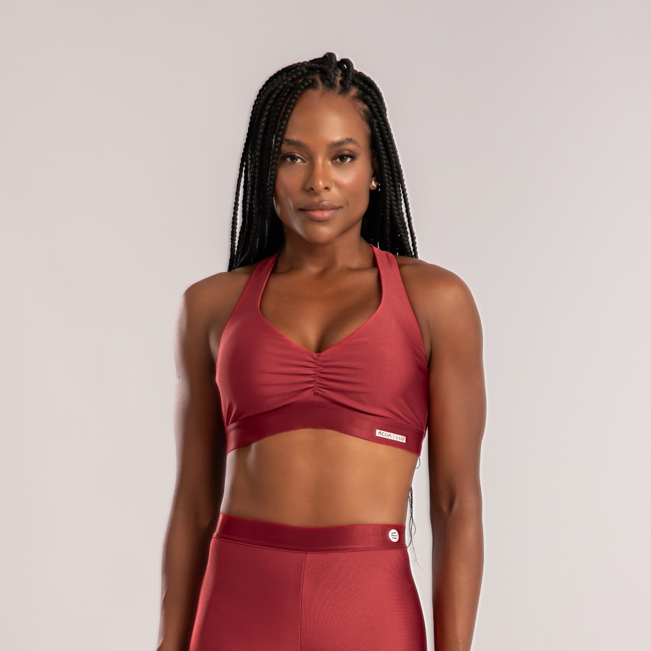 Top Franzido com Detalhe em Elástico Vermelho Desejo