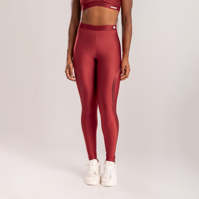 Calça Legging com Detalhe em Elástico Vermelho Desejo