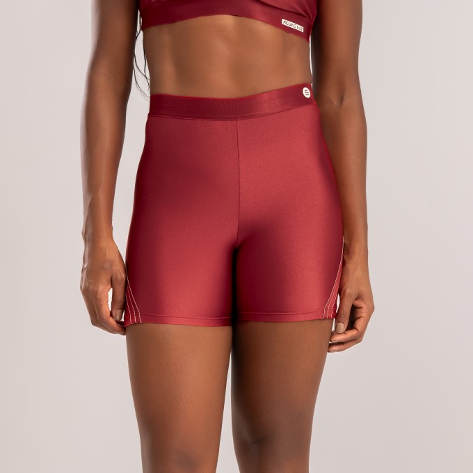 Short  com Detalhe em Elástico Vermelho Desejo