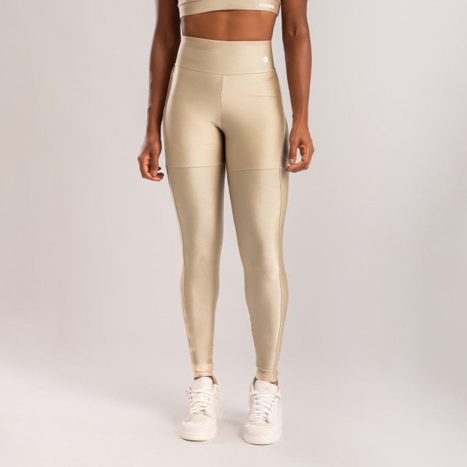 Calça legging Areia com Detalhe Tule