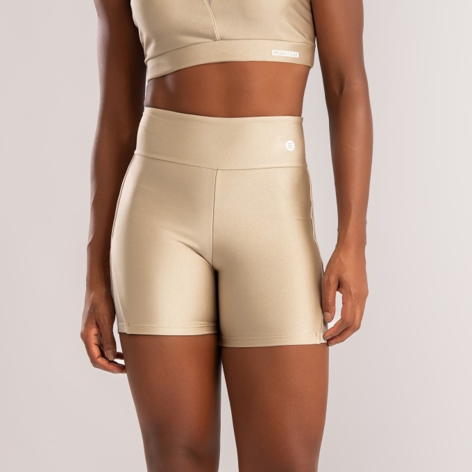 Short Areia com Detalhe Tule