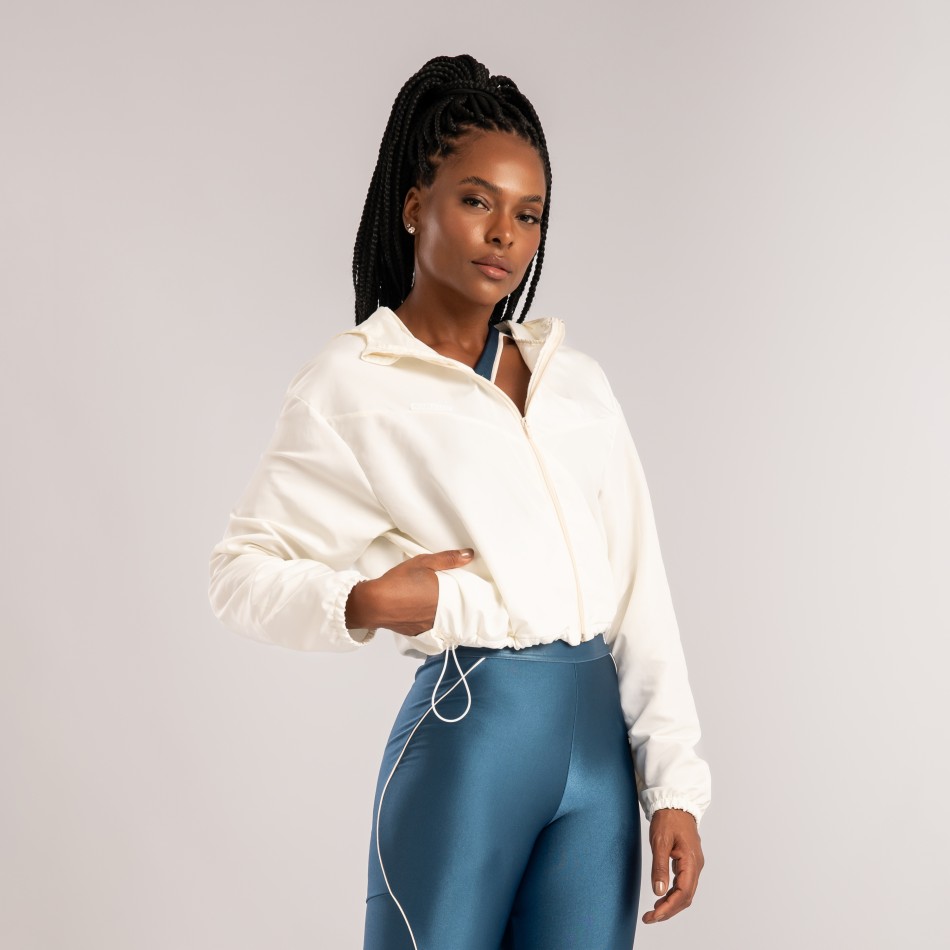 Casaco Corta Vento Capuz Off White